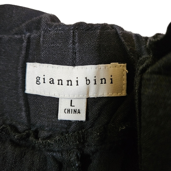 Gianni Bini Paperbag Style Straight Leg Linen Blend Pants, Black, Large - Picture 7 of 12